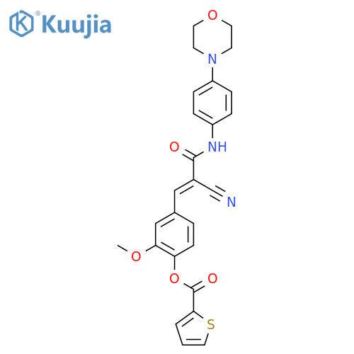 4-(2-Cyano-2-{[4-(morpholin-4-yl)phenyl]carbamoyl}eth-1-en-1-yl)-2-methoxyphenyl thiophene-2-carboxylate structure
