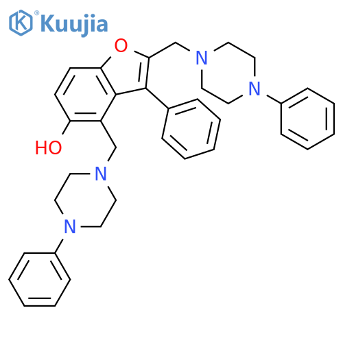 3-phenyl-2,4-bis[(4-phenylpiperazin-1-yl)methyl]-1-benzofuran-5-ol structure