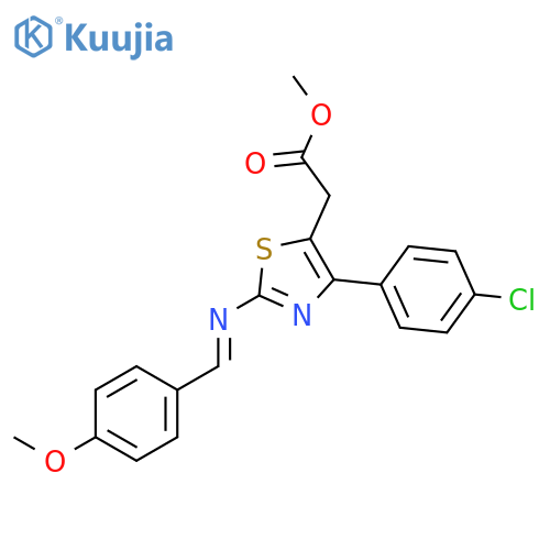 methyl [4-(4-chlorophenyl)-2-{[(E)-(4-methoxyphenyl)methylidene]amino}-1,3-thiazol-5-yl]acetate structure