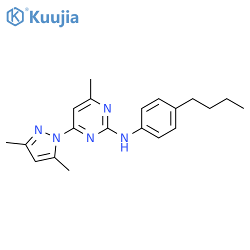 N-(4-butylphenyl)-4-(3,5-dimethyl-1H-pyrazol-1-yl)-6-methylpyrimidin-2-amine structure