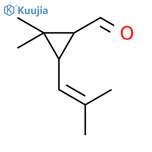 Cyclopropanecarboxaldehyde, 2,2-dimethyl-3-(2-methyl-1-propenyl)- structure