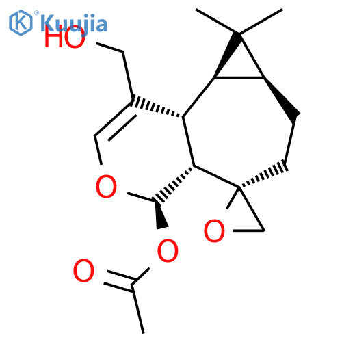 (4R,5S)-4-Acetoxy-4,4aα,6,7,7aβ,8,8aβ,8bα-octahydro-8,8-dimethylspiro[5H-cyclopropa[3,4]cyclohepta[1,2-c]pyran-5,2'-oxirane]-1-methanol structure
