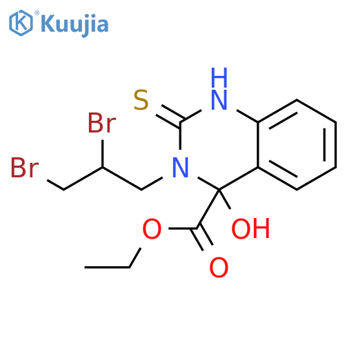 Ethyl 3-(2,3-dibromopropyl)-4-hydroxy-2-sulfanylidene-1h-quinazoline-4-carboxylate structure