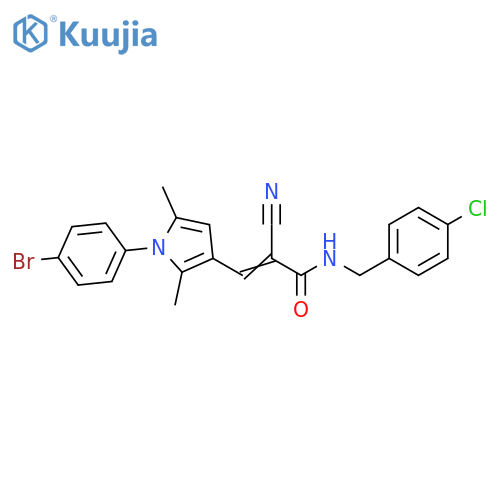 3-[1-(4-Bromophenyl)-2,5-dimethyl-1H-pyrrol-3-yl]-N-[(4-chlorophenyl)methyl]-2-cyano-2-propenamide structure