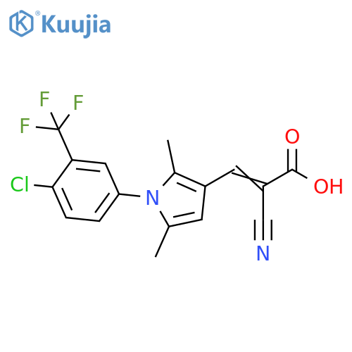 3-{1-4-chloro-3-(trifluoromethyl)phenyl-2,5-dimethyl-1H-pyrrol-3-yl}-2-cyanoprop-2-enoic acid structure