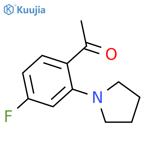 1-4-fluoro-2-(pyrrolidin-1-yl)phenylethan-1-one structure