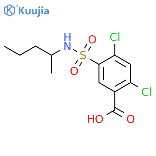 2,4-dichloro-5-(pentan-2-yl)sulfamoylbenzoic acid structure