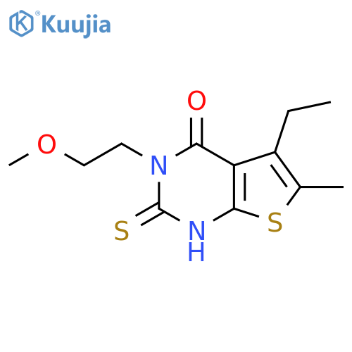 5-ethyl-3-(2-methoxyethyl)-6-methyl-2-sulfanyl-3H,4H-thieno2,3-dpyrimidin-4-one structure