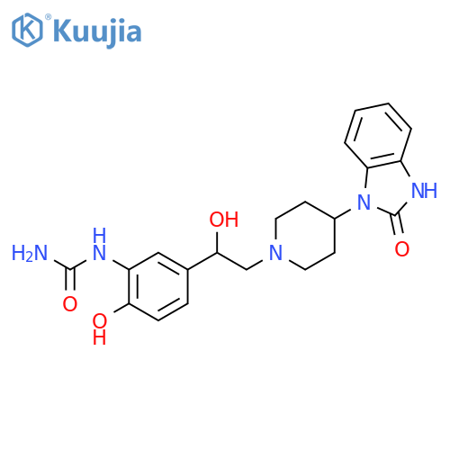 1-(2-hydroxy-5-{1-hydroxy-2-[4-(2-oxo-2,3-dihydro-1H-benzimidazol-1-yl)piperidin-1-yl]ethyl}phenyl)urea structure
