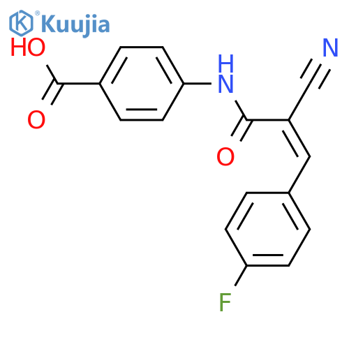 4-[2-Cyano-3-(4-fluorophenyl)prop-2-enamido]benzoic acid structure