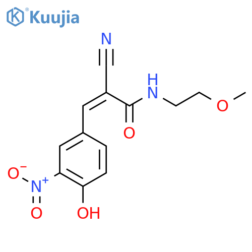 2-cyano-3-(4-hydroxy-3-nitrophenyl)-N-(2-methoxyethyl)prop-2-enamide structure