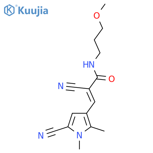 2-cyano-3-(5-cyano-1,2-dimethyl-1H-pyrrol-3-yl)-N-(3-methoxypropyl)prop-2-enamide structure