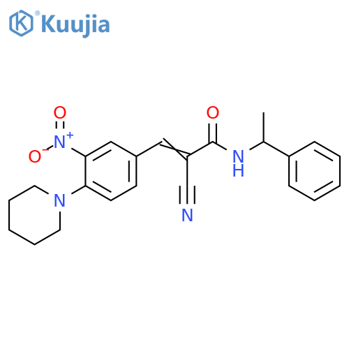 2-Cyano-3-[3-nitro-4-(1-piperidinyl)phenyl]-N-(1-phenylethyl)-2-propenamide structure