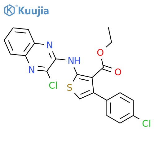 ethyl 4-(4-chlorophenyl)-2-(3-chloroquinoxalin-2-yl)aminothiophene-3-carboxylate structure