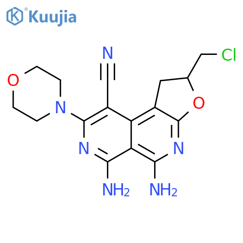5,6-diamino-2-(chloromethyl)-8-(morpholin-4-yl)-1H,2H-furo[2,3-c]2,7-naphthyridine-9-carbonitrile structure