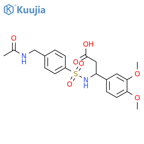 3-(3,4-dimethoxyphenyl)-3-4-(acetamidomethyl)benzenesulfonamidopropanoic acid structure