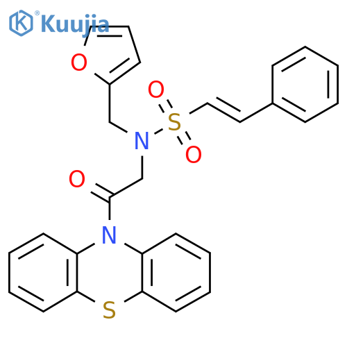 (E)-N-(furan-2-ylmethyl)-N-(2-oxo-2-phenothiazin-10-ylethyl)-2-phenylethenesulfonamide structure