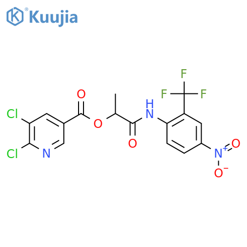 1-{[4-Nitro-2-(trifluoromethyl)phenyl]carbamoyl}ethyl 5,6-dichloropyridine-3-carboxylate structure