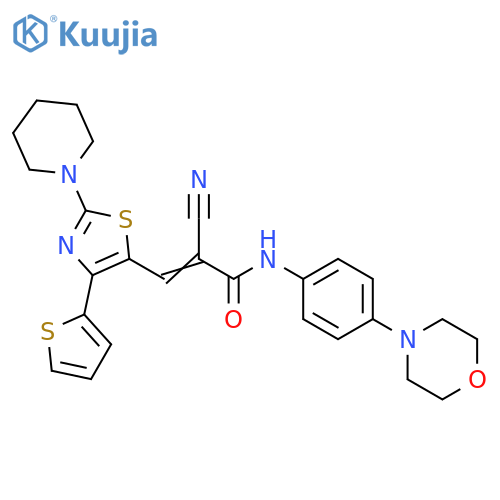 2-Cyano-N-[4-(4-morpholinyl)phenyl]-3-[2-(1-piperidinyl)-4-(2-thienyl)-5-thiazolyl]-2-propenamide structure