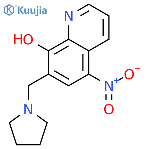 5-nitro-7-(pyrrolidin-1-ylmethyl)quinolin-8-ol structure