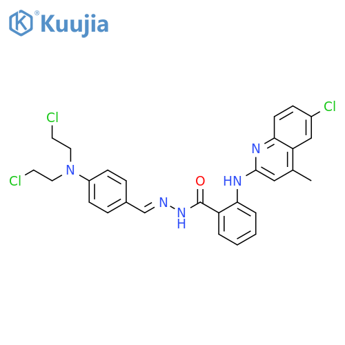 Benzoic acid,2-[(6-chloro-4-methyl-2-quinolinyl)amino]-,2-[[4-[bis(2-chloroethyl)amino]phenyl]methylene]hydrazide structure