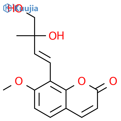8-[(E)-3,4-dihydroxy-3-methyl-but-1-enyl]-7-methoxy-chromen-2-one structure