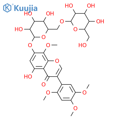 2',4',5,5',7,8-Hexahydroxyisoflavone; 2',4',5',8-Tetra-Me ether, 7-O-[β-D-glucopyranosyl-(1→6)-β-D-glucopyranoside] structure