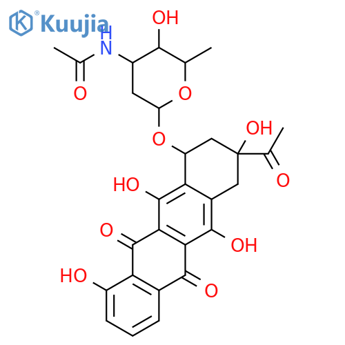 3-acetyl-3,5,10,12-tetrahydroxy-6,11-dioxo-1,2,3,4,6,11-hexahydrotetracen-1-yl 3-(acetylamino)-2,3,6-trideoxyhexopyranoside structure