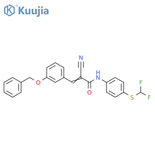3-[3-(benzyloxy)phenyl]-2-cyano-N-{4-[(difluorome thyl)sulfanyl]phenyl}prop-2-enamide structure