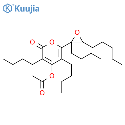 2H-PYRAN-2-ONE, 4-(ACETYLOXY)-3,5-DIBUTYL-6-(2-BUTYL-3-PENTYLOXIRANYL)- structure