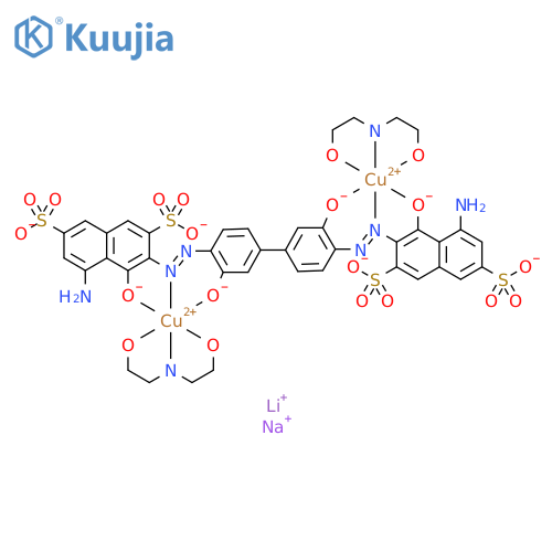 Cuprate(4-),[.mu.-[[3,3'-[(3,3'-di(hydroxy-.kappa.O)[1,1'-biphenyl]-4,4'-diyl)bis(azo-.kappa.N1)]bis[5-amino-4-(hydroxy-.kappa.O)-2,7-naphthalenedisulfonato]](8-)]]bis[2,2'-(imino-.kappa.N)bis[ethanol-.kappa.O]]di-,trilithiumsodium structure