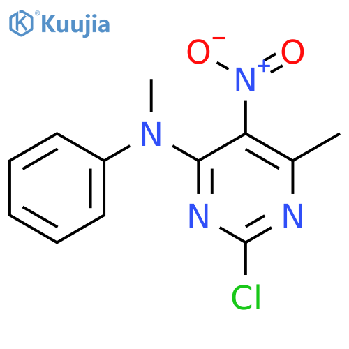 2-chloro-N,6-dimethyl-5-nitro-N-phenylpyrimidin-4-amine structure