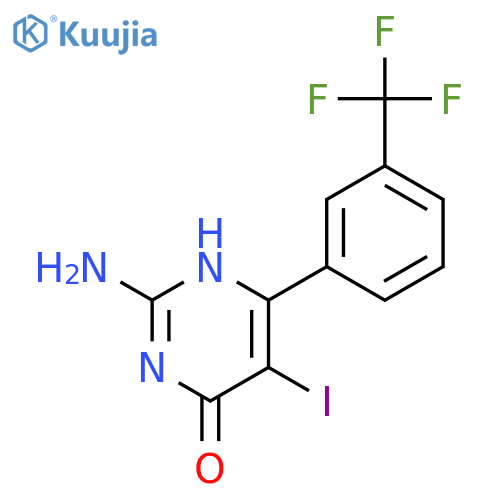 4(1H)-Pyrimidinone, 2-amino-5-iodo-6-[3-(trifluoromethyl)phenyl]- structure