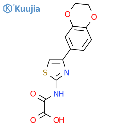 {4-(2,3-dihydro-1,4-benzodioxin-6-yl)-1,3-thiazol-2-ylcarbamoyl}formic acid structure