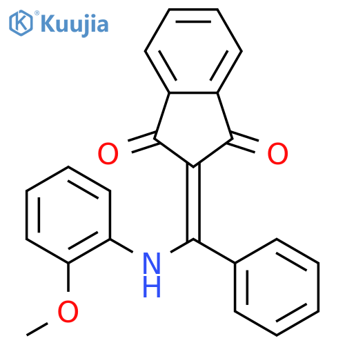 2-[(2-methoxyanilino)-phenylmethylidene]indene-1,3-dione structure