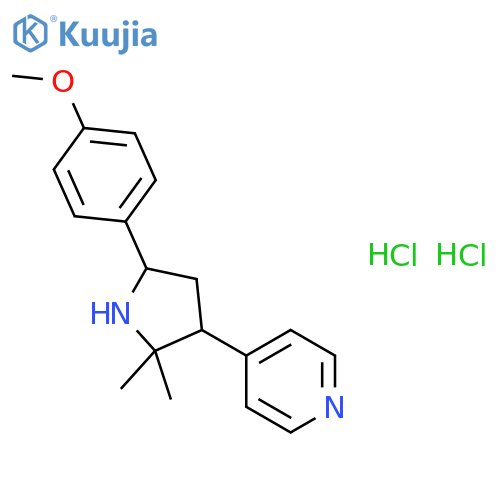 4-[(3S,5R)-5-(4-methoxyphenyl)-2,2-dimethylpyrrolidin-3-yl]pyridine dihydrochloride structure