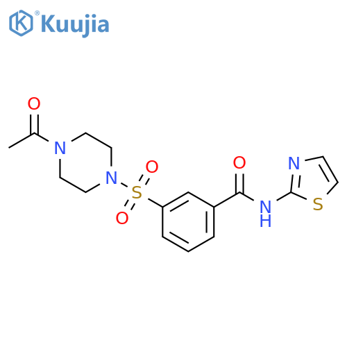 3-(4-acetylpiperazin-1-yl)sulfonyl-N-(1,3-thiazol-2-yl)benzamide structure
