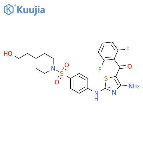 4-Piperidineethanol,1-[[4-[[4-amino-5-(2,6-difluorobenzoyl)-2-thiazolyl]amino]phenyl]sulfonyl]- structure