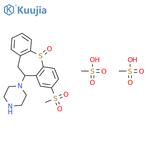 1-[8-(methylsulfonyl)-5-oxido-10,11-dihydrodibenzo[b,f]thiepin-10-yl]piperazine dimethanesulfonate structure