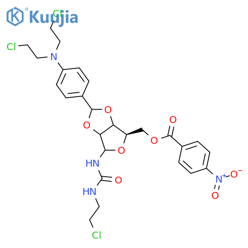 Urea,N-[2,3-O-[[4-[bis(2-chloroethyl)amino]phenyl]methylene]-5-O-(4-nitrobenzoyl)-D-ribofuranosyl]-N'-(2-chloroethyl)- structure