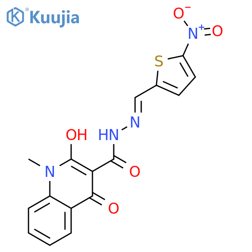 2-hydroxy-1-methyl-N'-[(E)-(5-nitrothiophen-2-yl)methylidene]-4-oxo-1,4-dihydroquinoline-3-carbohydrazide structure