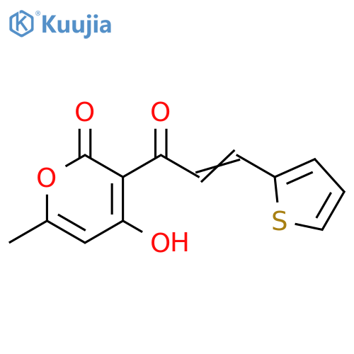 2H-Pyran-2-one, 4-hydroxy-6-methyl-3-[1-oxo-3-(2-thienyl)-2-propenyl]- structure