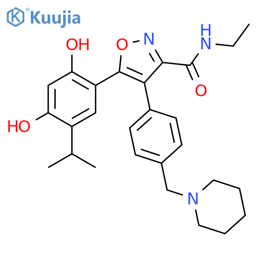 3-Isoxazolecarboxamide, 5-[2,4-dihydroxy-5-(1-methylethyl)phenyl]-N-ethyl-4-[4-(1-piperidinylmethyl)phenyl]- structure