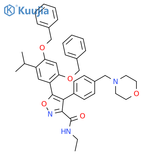 5-[2,4-Bis(phenylmethoxy)-5-propan-2-ylphenyl]-N-ethyl-4-[4-(morpholin-4-ylmethyl)phenyl]-1,2-oxazole-3-carboxamide structure