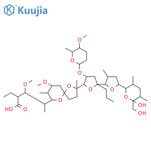 Monensin, 2-demethyl-16-deethyl-2-ethyl-7-O-methyl-16-propyl-14-[[(2S,5S,6R)-tetrahydro-5-methoxy-6-methyl-2H-pyran-2-yl]oxy]-, (14R)- (9CI) structure