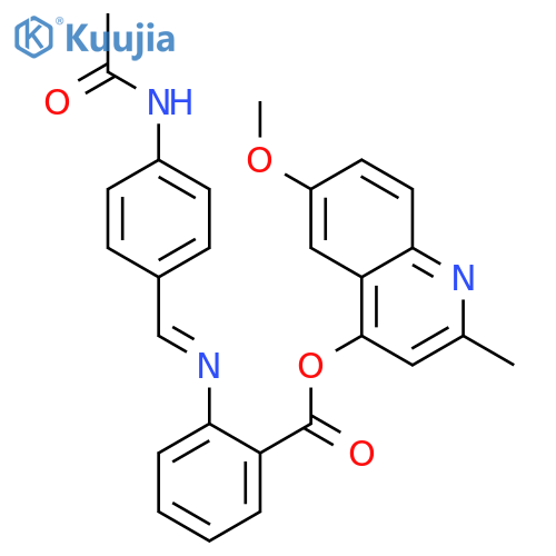 Benzoic acid,2-[[[4-(acetylamino)phenyl]methylene]amino]-, 6-methoxy-2-methyl-4-quinolinylester structure