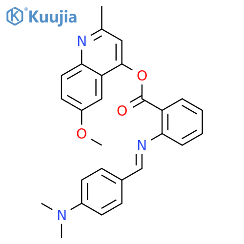 6-methoxy-2-methylquinolin-4-yl 2-({(1E)-[4-(dimethylamino)phenyl]methylidene}amino)benzoate structure