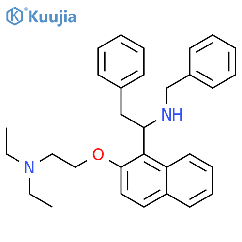 N-benzyl-1-[2-[2-(diethylamino)ethoxy]naphthalen-1-yl]-2-phenylethanamine;hydrochloride structure