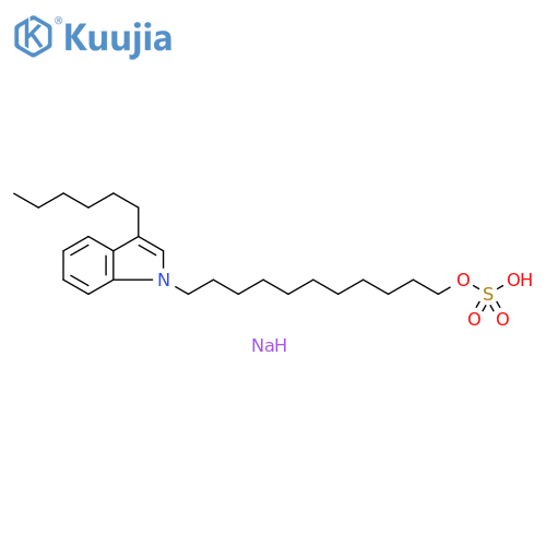 1H-Indole-1-undecanol, 3-hexyl-, 1-(hydrogen sulfate), sodium salt (1:1) structure