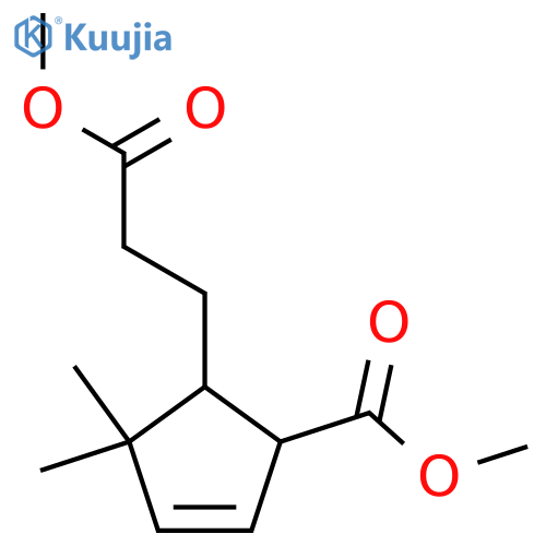 Methyl 5-(3-methoxy-3-oxopropyl)-4,4-dimethyl-2-cyclopentene-1-carboxylate structure